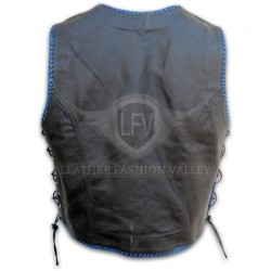 Trendy Men Black/Blue Western Leather Vest Trendy Men Black/Blue Western Leather Vest
