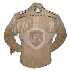 Beaded Fringed Men's Western Leather Suede Jacket Beaded Fringed Men's Western Leather Suede Jacket