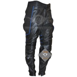 Xmen 3 Wolverine Leather Pant with Blue Piping Xmen 3 Wolverine Leather Pant with Blue Piping