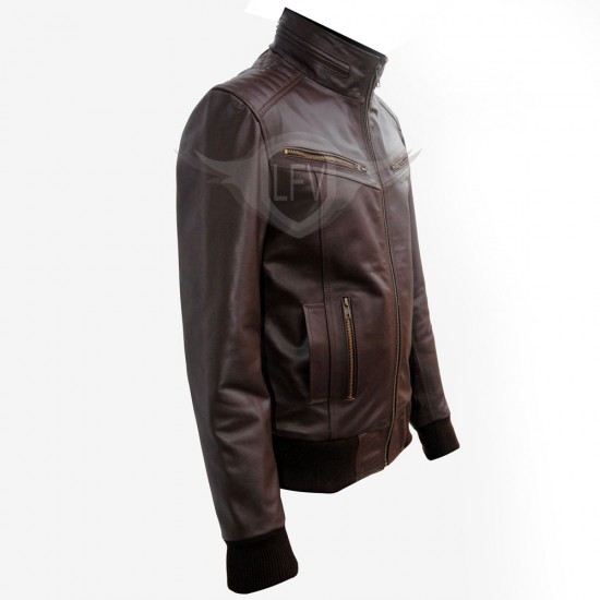 Elegant Look Brown 2 Pocket Leather Jacket