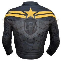 Captain America Winter Soldier Black Yellow Leather Jacket  Captain America Winter Soldier Black Yellow Leather Jacket