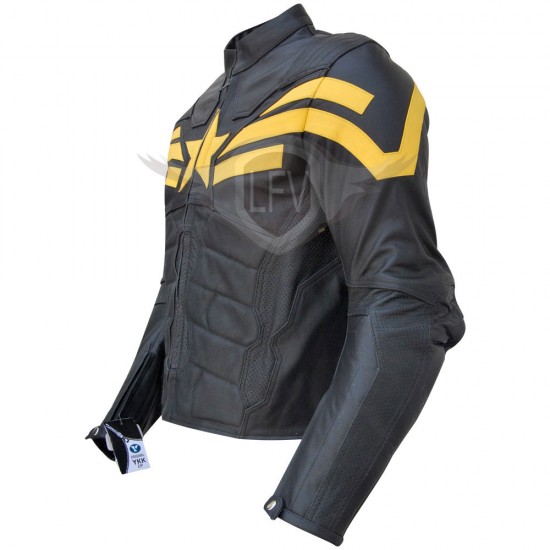 Captain America Winter Soldier Black Yellow Leather Jacket 