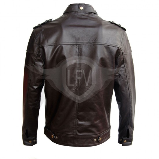 Dark Brown Multi Pocket Biker Leather Jacket