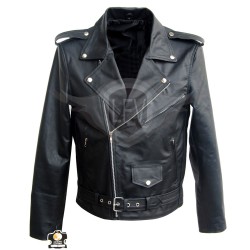 Men's Black Brando Motorcycle Leather Jacket