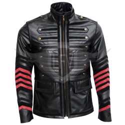 Men's Military Black Leather Jacket