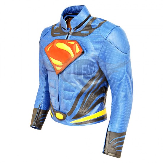 Superman Man of Steel Blue Leather Jacket