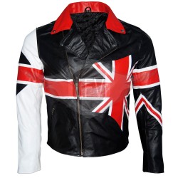 British UK Flag Motorbike Brando Style Genuine Leather Jacket  British UK Flag Motorbike Brando Style Genuine Leather Jacket