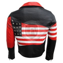 Classic American Flag Leather Jacket For Men